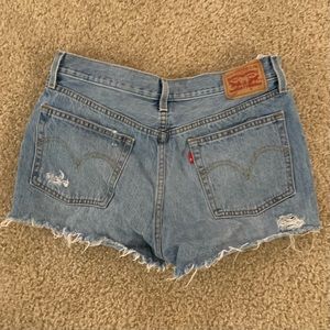 Levis 501 Light Wash High Rise Denim Shorts